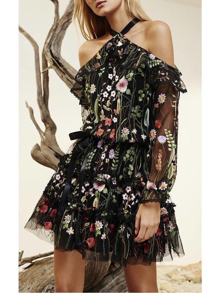 Nwt Alexis Adeline Embroidered Off-Shoulder Garden Dress (Medium)